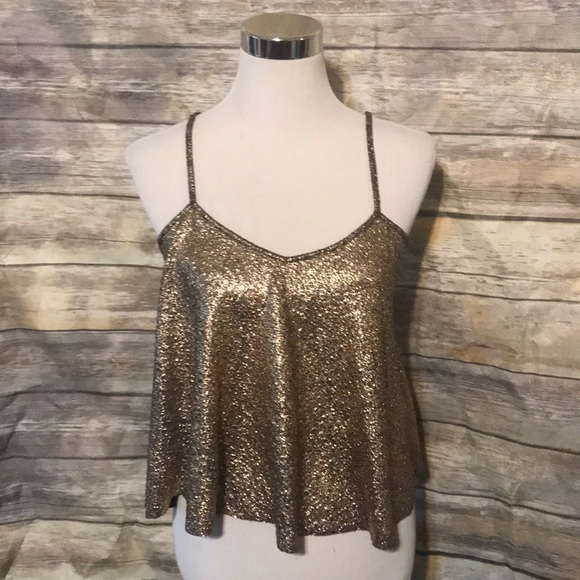 south beach Tops - Gold glitter crop top